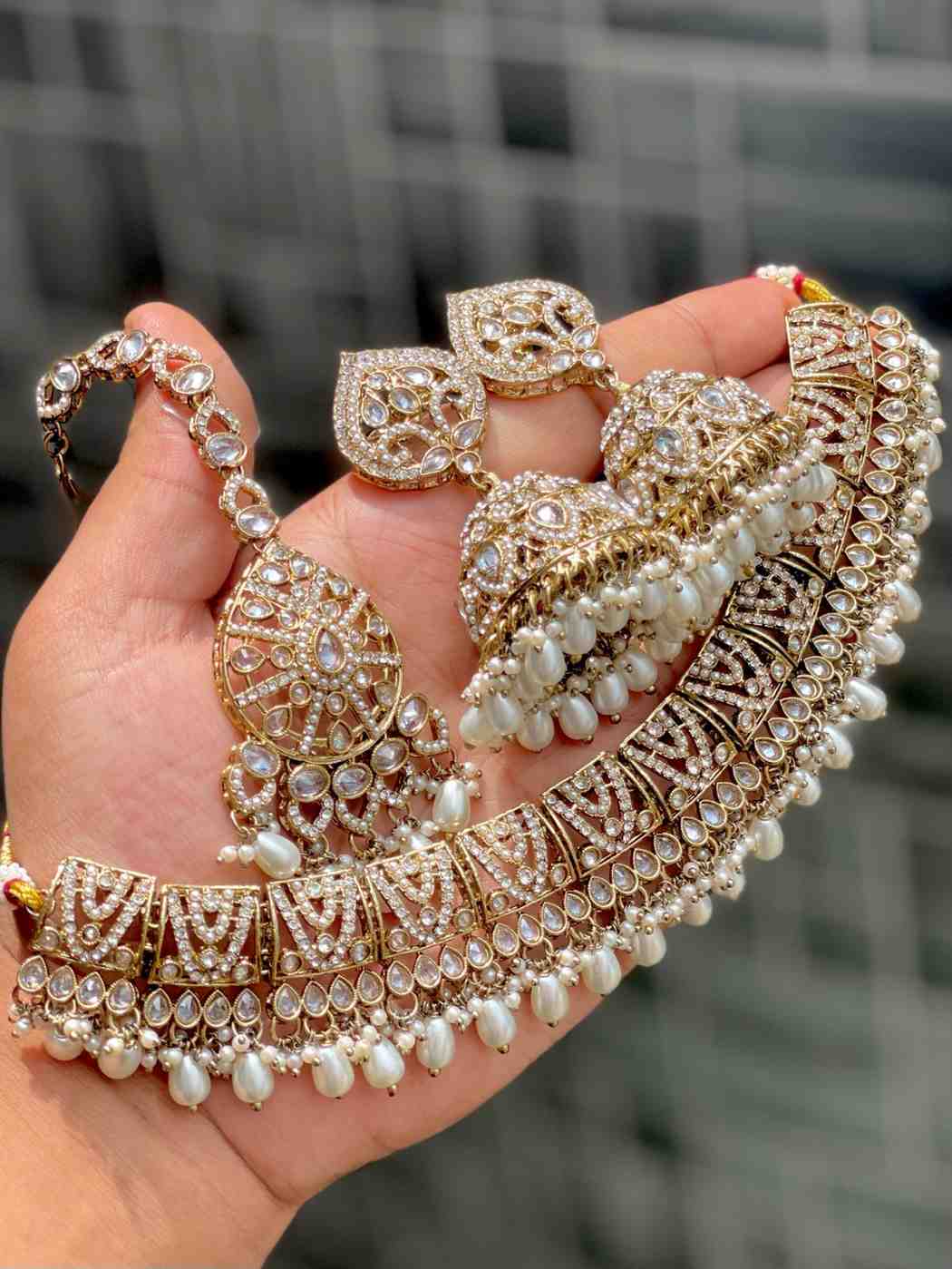 Beautiful Premium Quality  Reverse Ad Stone Pakistani Work  Chokker With Beautiful Jhumka.